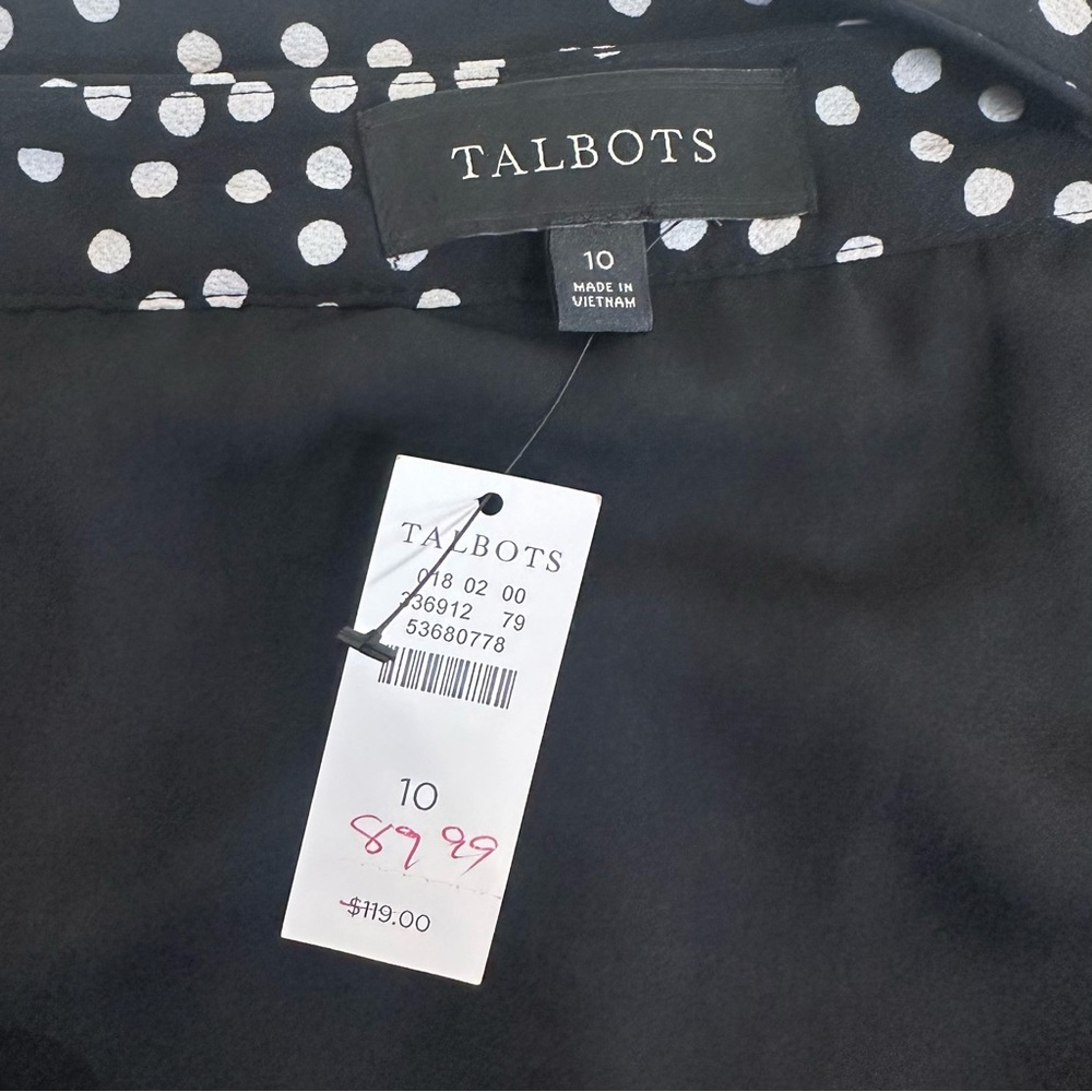 Talbots Dot Button Front Midi Skirt Size 10 Tie Waist Classic Office Career - Picture 6 of 8